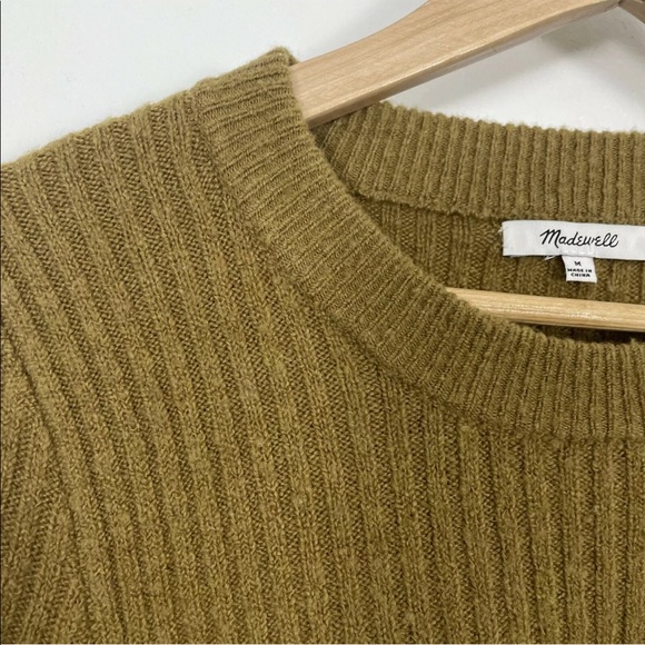 Madewell Emily Ribbed Knit Pullover Sweater Size Medium Color Moss Long Sleeve - Picture 3 of 9
